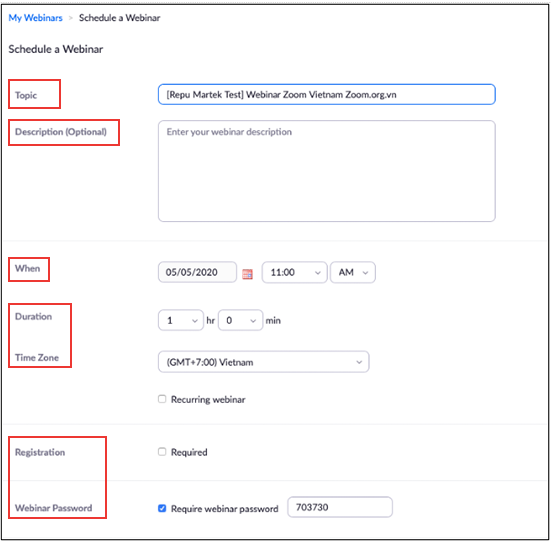 hướng dẫn sử dụng zoom webinar: lên lịch tổ chức hội thảo trực tuyến trên Zoom Webinar