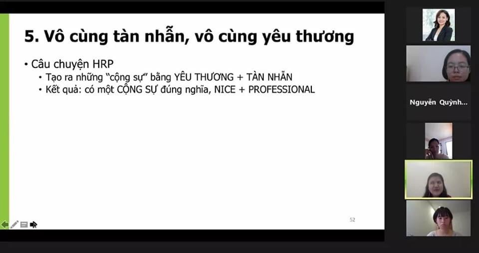 Lớp học “Quyền lực mềm” - Vũ Hạnh Hoa HRP được tổ chức qua Zoom