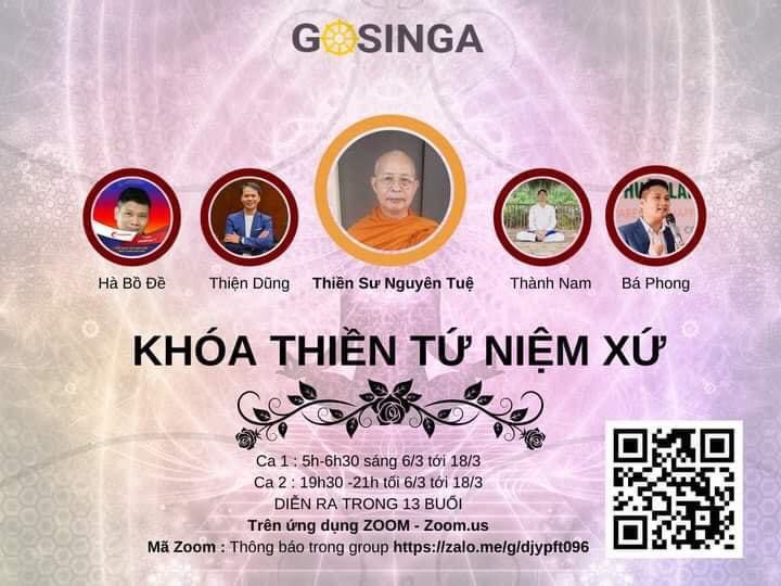 Read more about the article Gosinga tiếp tục lựa chọn gì Zoom tổ chức khoá thiền Online 6-18/3/2021