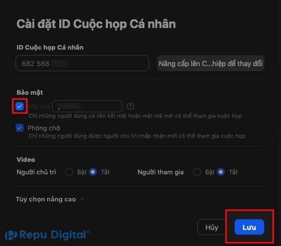 cách tạo ID cố định, mật khẩu phòng trên zoom