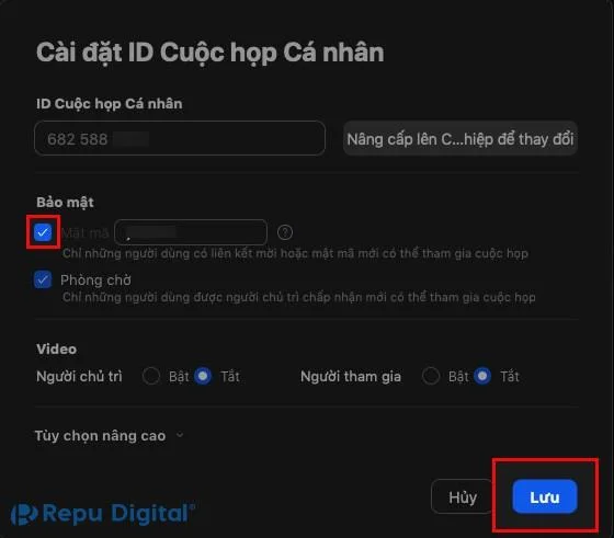 cách tạo ID cố định, mật khẩu phòng trên zoom