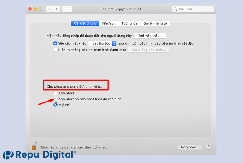 tích chọn App Store và các nhà phát triển được xác định