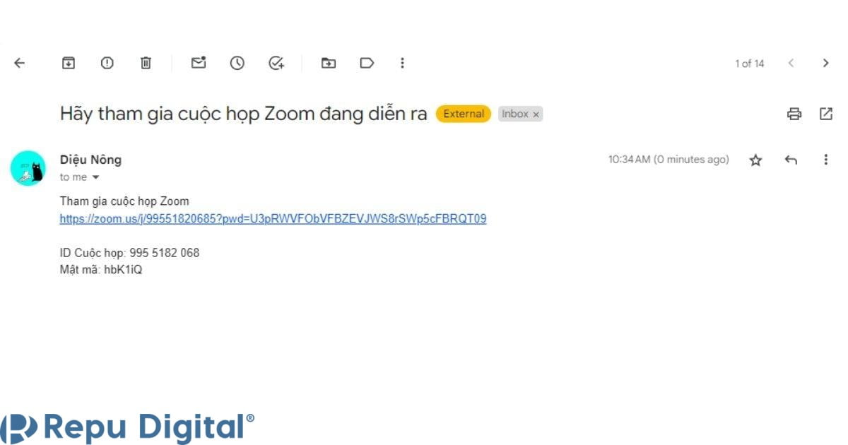 email mời tham gia phòng zoom