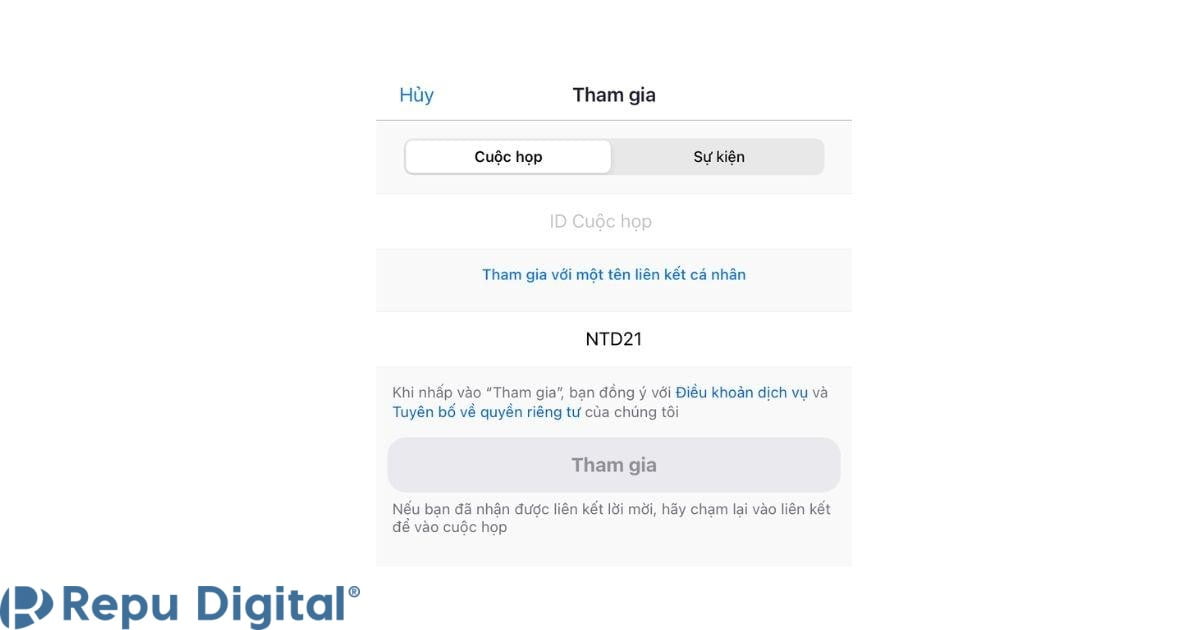 nhập thông tin cuộc họp