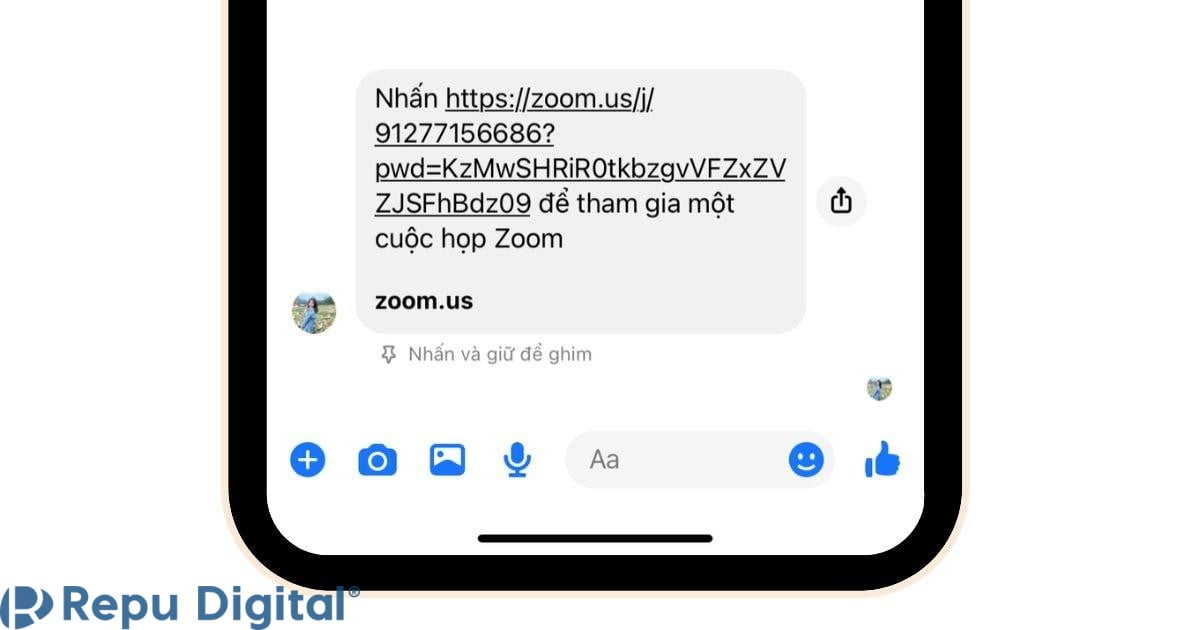 tham gia zoom qua tin nhắn